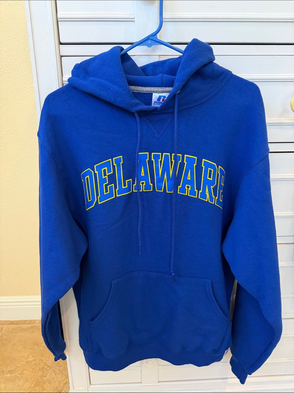 Russell Athletic Delaware Hoodie Sweatshirt Medium Pullover Blue Hens UD